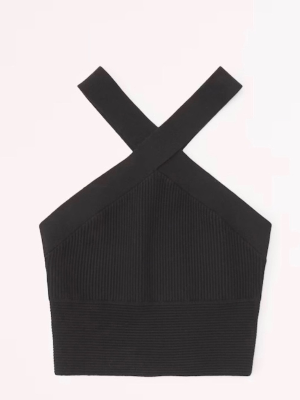 S Abercrombie & Fitch Black Ottoman Twist Halter Crop Tank